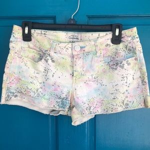 Gently worn Pastel paint splattered shorts